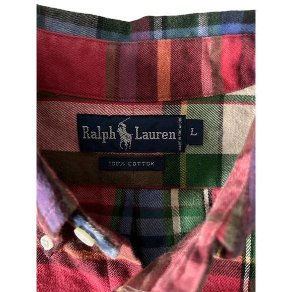 Ralph Lauren Mens Size Large Flannel‎ Button Up Shirt Blue Pony Fall Holiday - Picture 5 of 6